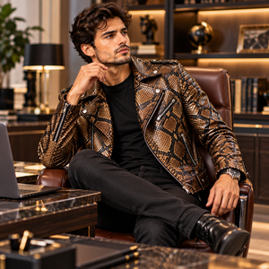 Mens Cow Skin Genuine Leather Breathable Streetwear <b>Biker</b> <b>Jacket</b> Luxury Motorcycle <b>Jacket</b> with Zipper Wholesale - Product Image 6