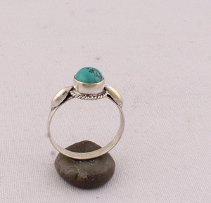 Natural <b>Turquoise</b> Bezel Setting Band <b>Ring</b> 925 Sterling Silver Women's Genuine Stone Purple Gemstone Wedding February - Product Image 2