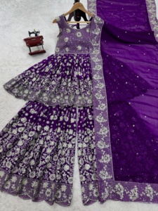ชุด anarkali ดีไซเนอร์ล่าสุดชุด foux georgette งานปักลำดับงานกับ salwar kameez fatema แฟชั่นงานแต่งงาน - Product Image 3