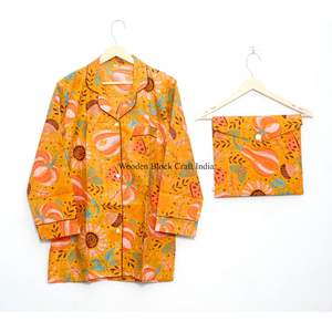 Ensemble de pyjama pour femme en coton 100% fait main, luxueux, vintage, romantique, classique, imprimé fruits, automne, 2 pièces, doux, respirant, séchage rapide - Product Image 3