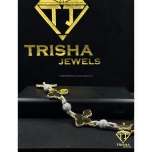 Elegant Clover Link <b>Bracelet</b> With VVS Lab Grown Diamonds <b>Solid</b> 925 Sterling <b>Silver</b> Luxury Gift By Trisha Jewels - Product Image 3