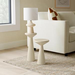 Table d'appoint sculpturale moderne avec plateau rond à double niveau et base sur piédestal, design compact et peu encombrant pour salon et bars - Product Image 2