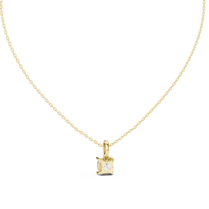 14K Yellow Gold <b>Cushion</b> Cut Lab Grown Diamond Pendant <b>Round</b> Diamond Charm for Women Anniversary Gift - Product Image 3