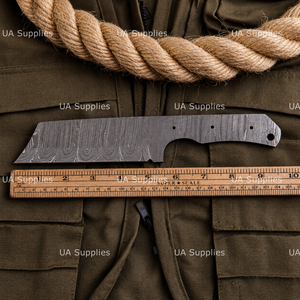 Cuchillo de Caza de Hoja Fija de Acero de Damasco Forjado a Mano, Punta Caída, Tipo Bull Cutter, Hoja Lisa, Espiga Completa, Kit DIY OEM para Fabricación - Product Image 3