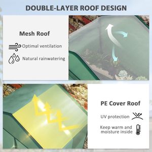 เรือนกระจกขนาดเล็กแบบพกพา 4 ชั้น พร้อมหลังคาผ้าคลุม PE ความแข็งแรงสูง สีเขียว สำหรับสวน - Product Image 5