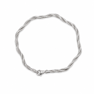 Pulsera Unisex de Moda con Cadena de Eslabones Minimalistas de Plata de Ley 925 con Baño de Oro Rosa y Alambre Trenzado, Modelo Signature Fusion - Product Image 1