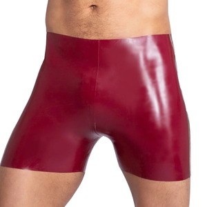 Shorts pour hommes taille haute en cuir verni rouge, Spandex Nylon, couleur unie, sous-vêtements sexy, style tentation - Product Image 3