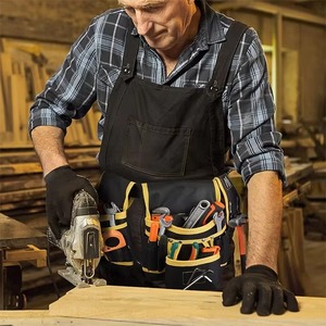 Ceinture à outils noire et jaune avec plusieurs poches pour la menuiserie et la construction - Product Image 6