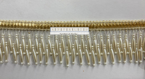 Exquise dentelle tressée dorée Zenith de luxe, écologique, à motif géométrique, à franges de perles zig-zag à passage rapide - Product Image 5