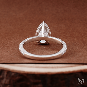 2CT Pear Cut Lab Grown Diamond <b>Ring</b> Statement Teardrop Engagement <b>Ring</b> Three Row Pave Band 10K White Gold <b>Ring</b> - Product Image 3