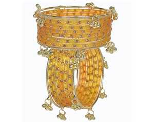 กำไลข้อมือแก้วและมุกสไตล์แคชเมียร์ชุบทองพรีเมียมสุดหรู - Product Image 3