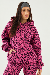 <b>Women's</b> Pink Leopard Print 2 Piece Contrastline Premium Tracksuit Set Oversized Hoodie Casual Streetwear <b>Jogger</b> For <b>Women's</b> Wear - Product Image 3