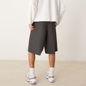 Pantalones Cortos Bermuda Plisados de Color Sólido para Hombre, Cintura Media Elástica, Tejido Informal, Tela Transpirable - Product Image 2