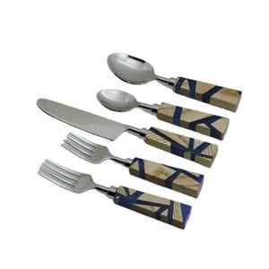 Ensemble de couverts indiens faits à la main, manche en résine, acier inoxydable plaqué argent, design créatif, haute qualité, couverts de luxe - Product Image 1