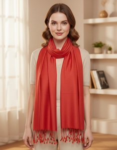 ผ้าพันคอไหมสีพื้นเรียบหรูสำหรับสุภาพสตรี ขนาด 70x200 ซม. - Product Image 1