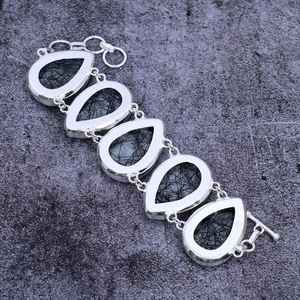 Handmade Black Rutile Pear Stone <b>Bracelet</b> 925 <b>Sterling</b> <b>Silver</b> Bohemian Jewelry <b>Women</b> <b>Bracelet</b> Wholesale - Product Image 2