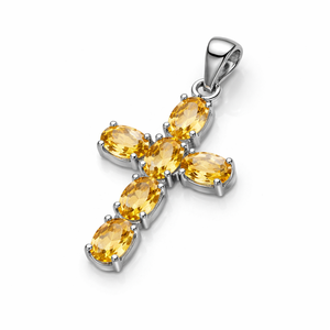 Colgante de Cruz de Citrino 100% Natural al por Mayor, Chapado en Rodio, Plata de Ley, Minimalista, Unisex, para Uso Diario - Product Image 4