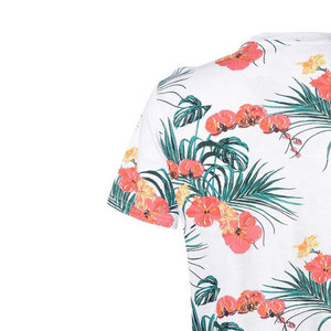 Camiseta de Manga Corta con Estampado Floral para Hombre, Cuello Redondo, Corte Regular, Algodón, Estilo Casual, Transpirable, Diseño Personalizado - Product Image 5