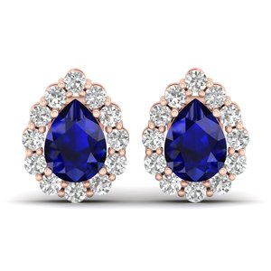 Boucles d'oreilles clous REYES faites à la main en argent sterling 925 avec moissanite et saphir bleu taille poire 1,5 carat, bijoux fins - Product Image 2