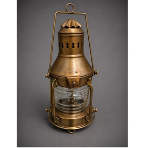 Best Quality Handmade <b>Brass</b> Anchor Oil <b>Lantern</b> Nautical Fresnel Lens Lamp for Coastal Decor Home Cafe Available For Sale - Product Image 2