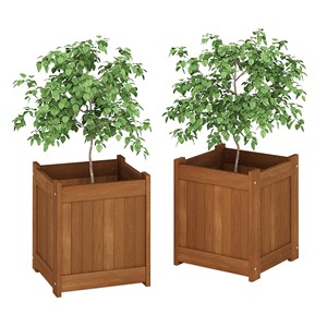 Natural for Wood 25x25x25 cm Mid Century Modern <b>Rectangle</b> Stackable <b>Planter</b> Set-Wholesale Outdoor Display - Product Image 4
