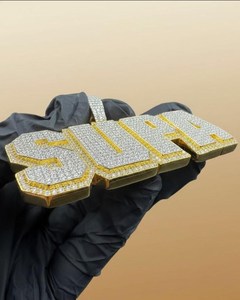 Pendentif personnalisé avec logo initial, style hip-hop, argent sterling 925, diamant moissanite VVS, collier pour homme avec nom, numéro ou lettre glacé - Product Image 4