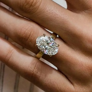 Trendy Design 6.0Ct Oval Cut <b>Engagement</b> <b>Ring</b> for Women Lab Grown Diamond <b>Ring</b> D Color VVS Clarity Gold Plated <b>Sterling</b> <b>Silver</b> - Product Image 1