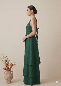 Vestido de mujer sin mangas, sin cuello, estilo A, largo hasta la rodilla, color liso, estilo vintage, transpirable, para fiesta de verano, diseño personalizado, venta al por mayor - Product Image 2