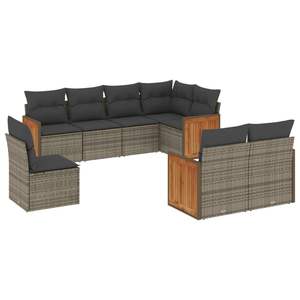 Conjunto de Sofás Modulares Grandes para Jardín, en Ratán Sintético Gris y Acero con Recubrimiento en Polvo, Muebles para Patio - Product Image 2