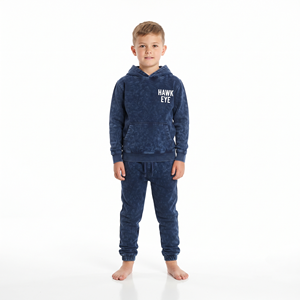 Conjunto de Sudadera con Capucha y Pantalones de Algodón Lavado al Ácido para Niños, Corte Regular, Logotipo Personalizado, Ropa Casual de Estilo Urbano - Product Image 3
