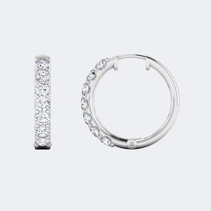 Pendientes de aro con diamantes redondos brillantes de 2.00 CTW y engaste compartido - Product Image 5