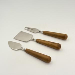 Juego de 3 espátulas para queso de acero inoxidable hechas a mano con mango de madera para fiestas, bodas y hoteles, venta al por mayor de fábrica - Product Image 3
