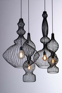 Industrial Geometric Pendant Lights Wood Metal Cage <b>Ceiling</b> Lamp Multi Piece Home <b>Decor</b> - Product Image 4