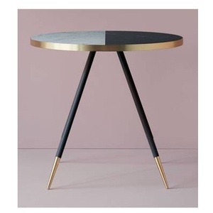 Contemporary Design End <b>Table</b> Luxury Furniture <b>Marble</b> <b>Top</b> Round <b>Side</b> <b>Table</b> for Living Room, Hotel, Office Black <b>Tables</b> - Product Image 1