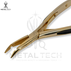 Pince de retrait d'extensions capillaires électroplaquée or, à pointe fine, outil d'ouverture de micro-anneaux, poignée ergonomique souple, fournitures de salon pour extensions - Product Image 6