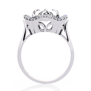 Bague de fiançailles en or blanc pour femme, diamant rond taille brillant, certifié GIA, design halo classique - Product Image 4