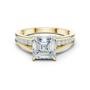 Anillo de oro amarillo de 14 quilates oxidado con diamante de laboratorio de corte Asscher, anillo para fiesta o boda, disponible a precio competitivo de exportación. - Product Image 1
