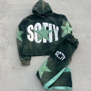 Vithas Industry 2026 Men Y2K Vintage <b>Embroidery</b> Lightweight Tracksuit Streetwear Hoodie Two Piece <b>Set</b> Custom Logo OEM Service - Product Image 5