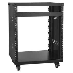 Rack per Attrezzature da Palco 12U, Capacità 300 Libbre, Ruote Bloccabili, Fori Quadrati, per Studio di Registrazione Stereo e Networking - Product Image 4