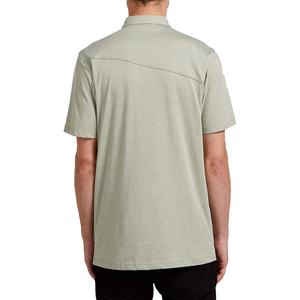 Polo homme vert clair à manches courtes, couleur unie, en coton Oxford, décontracté, respirant, coupe classique, avec boutons, style tissé - Product Image 3