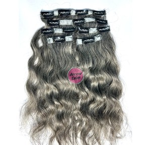 Extensions à clips Arrow Exim Gris Naturel 100% Remy Cheveux Indiens Vierges d'un Seul Donneur Double Trame Faite à la Machine Boucles à Tissage Simple Plus Claires - Product Image 5