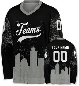 Ropa de Hockey sobre Hielo Personalizada para Hombre, Cuello Redondo, Manga Larga, Malla Sublimada Transpirable, Logotipo Frontal, Talla Adulto - Product Image 3