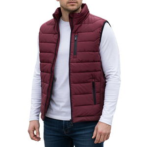 Gilet matelassé sans manches pour homme, léger et chaud, avec fermeture éclair, pour l'hiver, décontracté, pour l'extérieur, rembourré, couleur bordeaux - Product Image 2