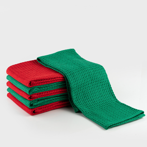 Solid Color Cotton Kitchen <b>Towels</b> Rectangle Woven Eco Friendly Machine Wash <b>Red</b> Green - Product Image 3