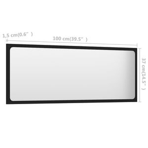 39.4 in X 0.6 in X 14.6 in <b>Mirror</b> Black Engineered Wood <b>Bath</b> <b>Mirror</b> - Product Image 5