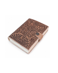 Cuaderno de Cuero Auténtico Hecho a Mano con Grabado de Pavo Real y Diferentes Sistemas de Cierre, Venta al Por Mayor - Product Image 4