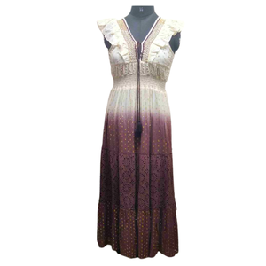 เดรสยาวไซส์ใหญ่สำหรับผู้หญิง ฤดูร้อน คอวี แขนสั้น ระบายอากาศได้ดี ปักมือ เอวยางยืด สวมใส่สบาย ดีไซน์หรูหรา ทรงหลวม - Product Image 3