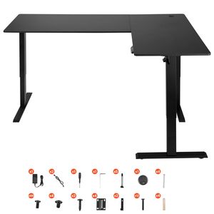 Scrivania da Gaming ad Angolo con Doppio Gancio, in Acciaio al Carbonio Resistente, a Forma di L, con Altezza Regolabile Elettricamente - Product Image 1