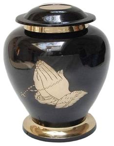 Urnes souvenir de couleur personnalisée polies brillantes peintes à la main pliées en noir pour urne de crémation de cendres humaines fournitures funéraires - Product Image 3