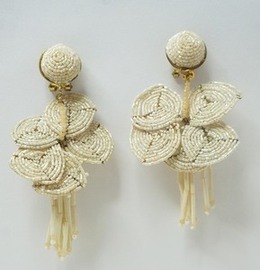 Trending Hot Sales for Women White Colour Butterfly Embroidery Design Artificial Jewelry Earrings Fashionable and Popular - Product Image 1